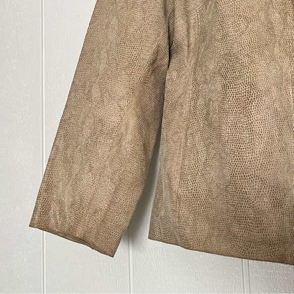Vintage Tan Crocodile Pattern Leather Coat Jacqueline Ferrar Beige Animal Print - Picture 3 of 14